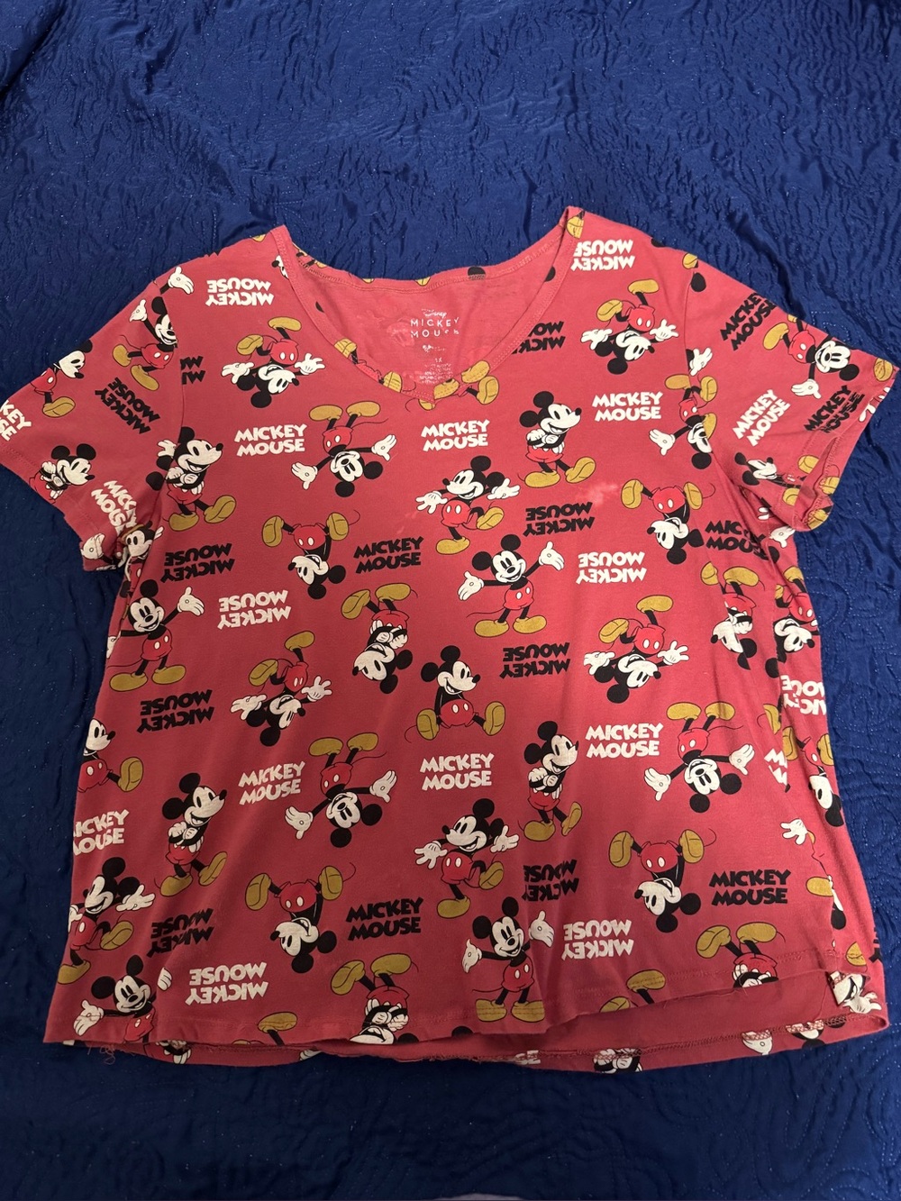 Disney Red Mickey Mouse Allover Print Tee